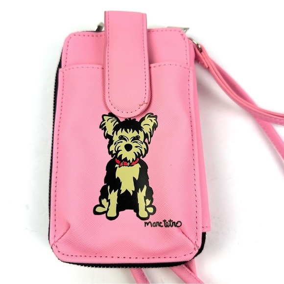 Marc Tetro Crossbody Wallet Pink Yorkshire Terrier Handbag Wristlet New - Picture 2 of 8